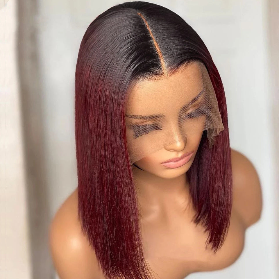 Short Straight 1B-99J Colored Bob Human Hair Wig Short Straight 1B-99J Colored Bob Human Hair Wig